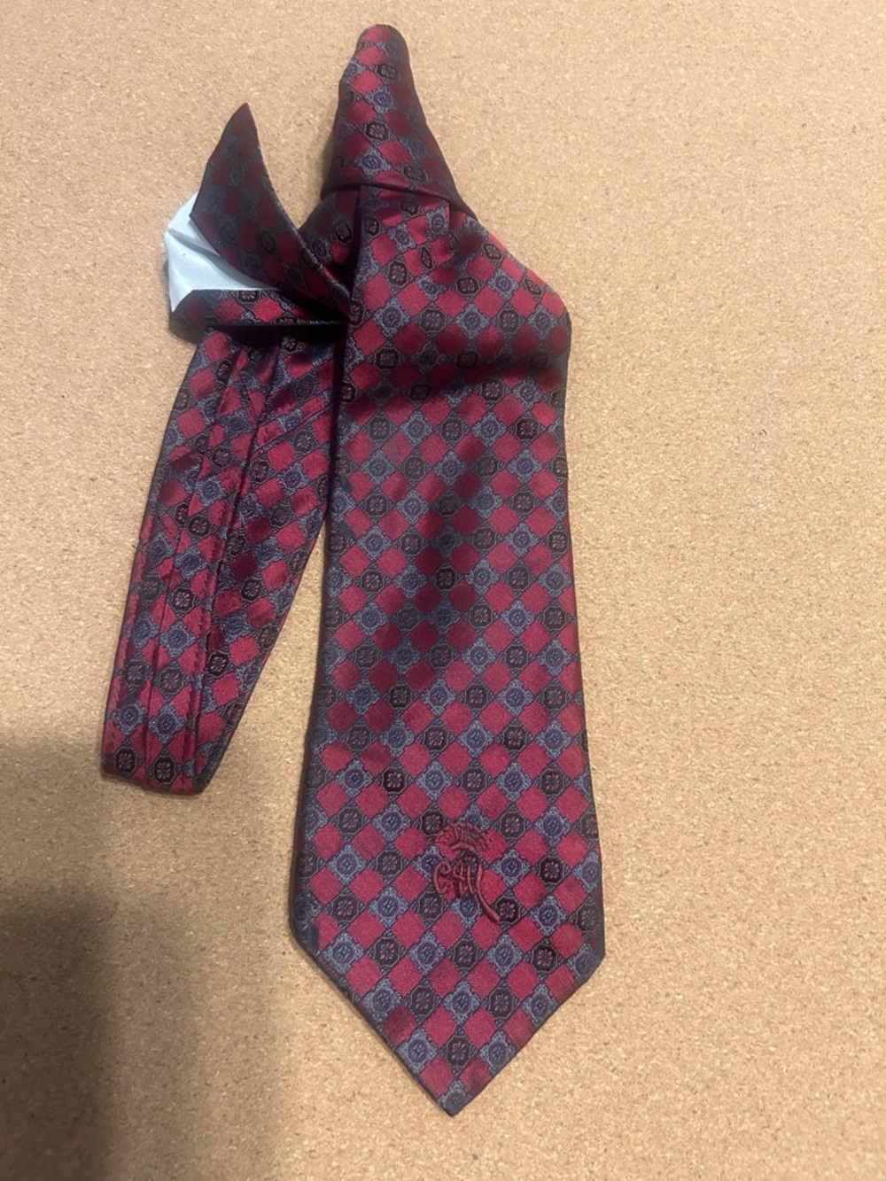 Silk-Blend Maroon Geometric Men's Tie